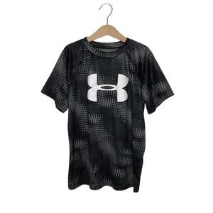 Under Armour Black Gray Zig Zag Print Logo Short Sleeve Tee Medium